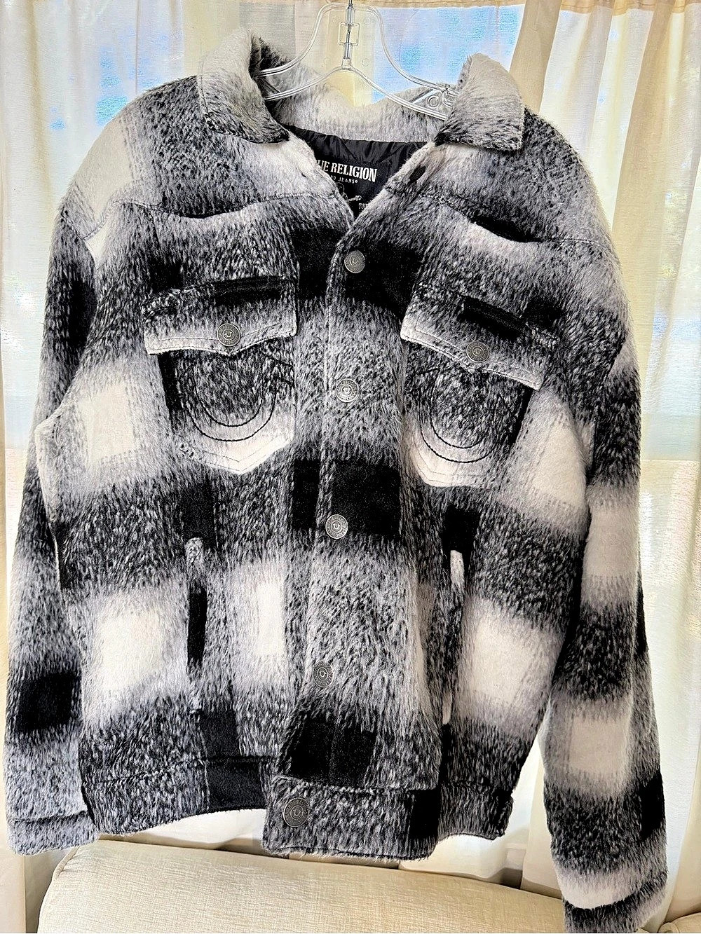 True Religion Checkered Jacket Black & White Size Large